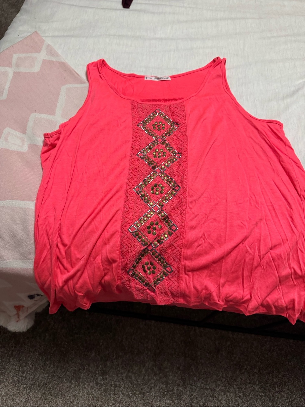 Maurices Hot Pink Embellished Sleeveless Tank